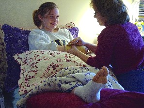 teen patient in bed